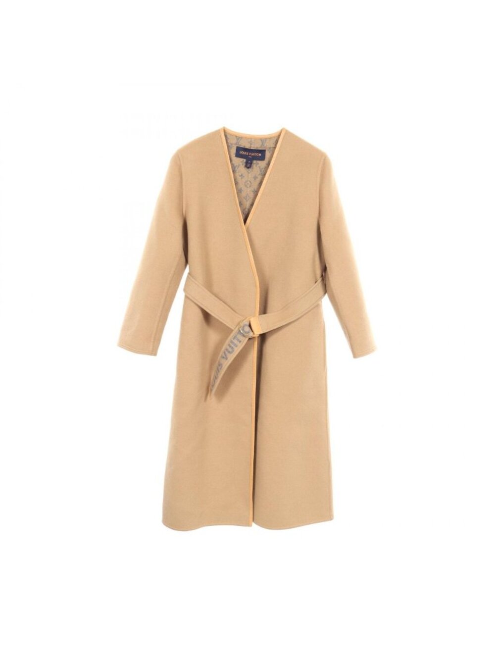 Louis Vuitton Lining Monogram Wrap Coat Beige Wool Silk